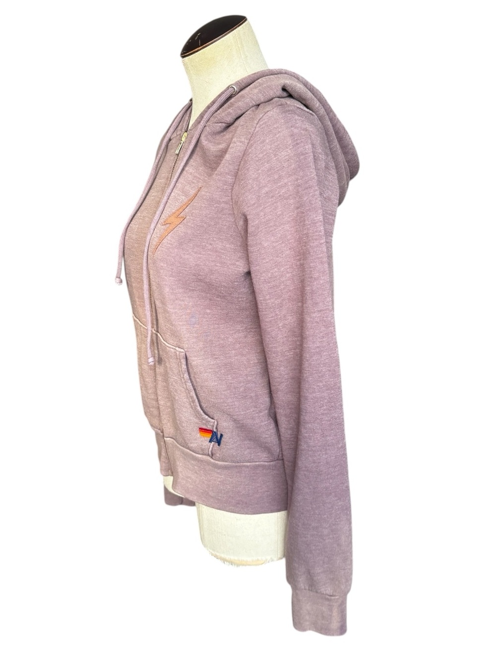 Aviator Nation Bolt Stitch 2 Zip Hoodie in Faded Mocha XS - Picture 10 of 15